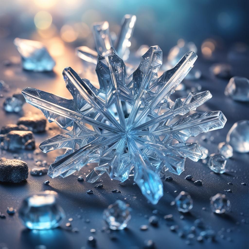 Intricate Ice Crystal in Splash Art Style