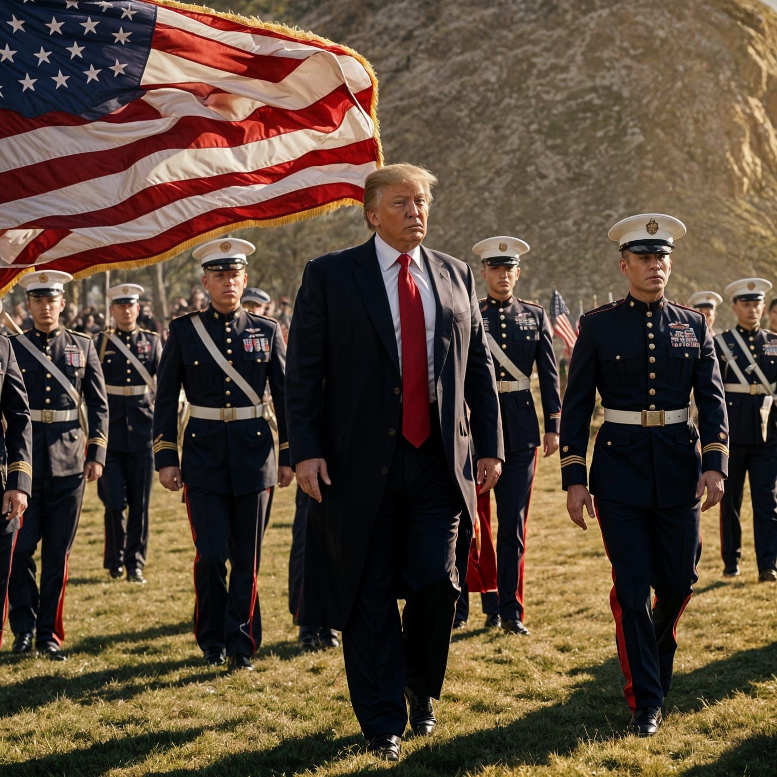 Patriotic July 4th Image Featuring US Flag and Marines