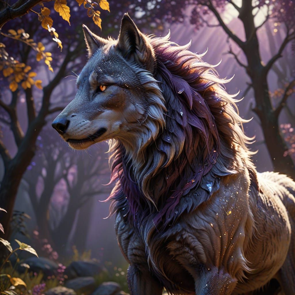 Ethereal Horse-Wolf Hybrid in Dark Fantasy Art