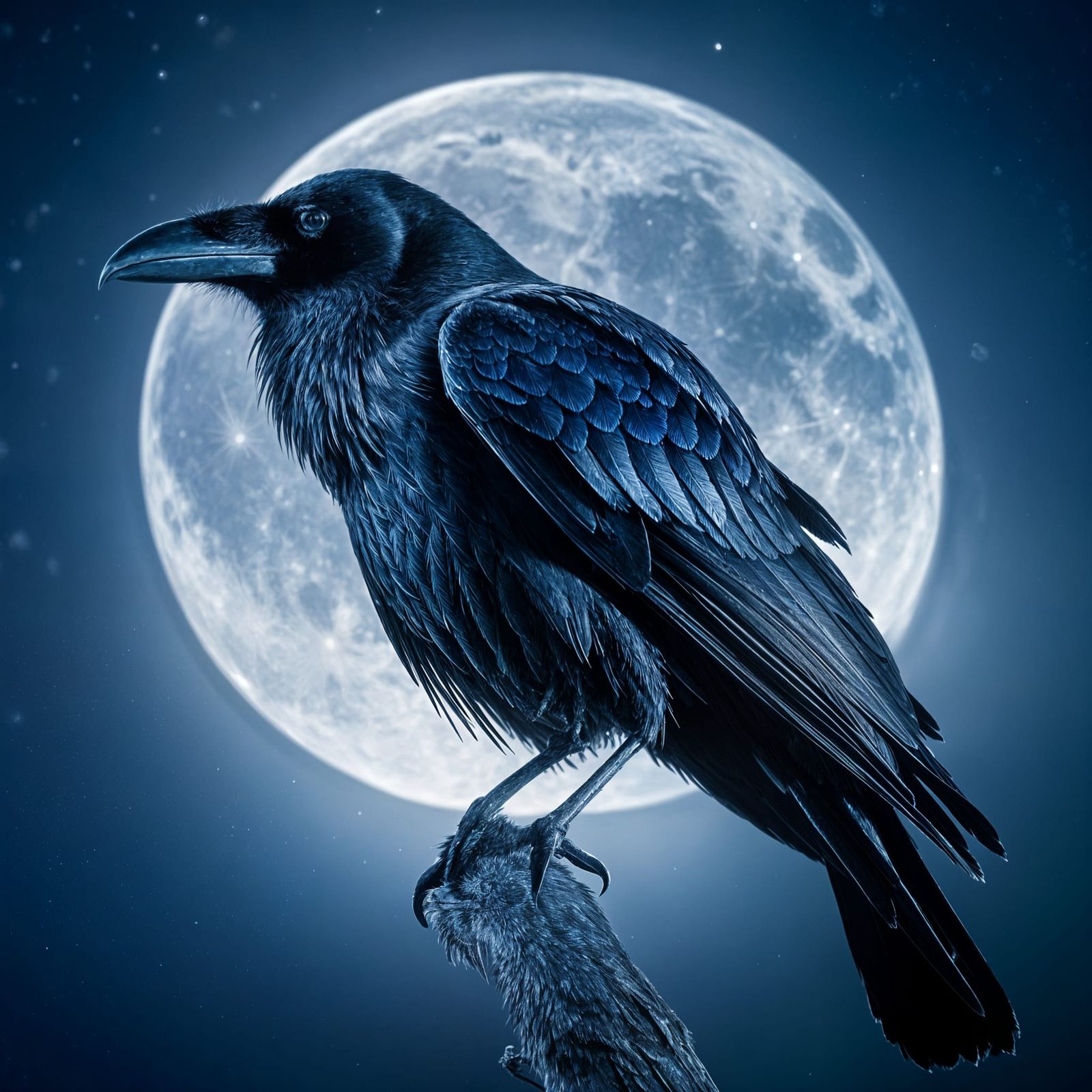 Raven in the moonlight.