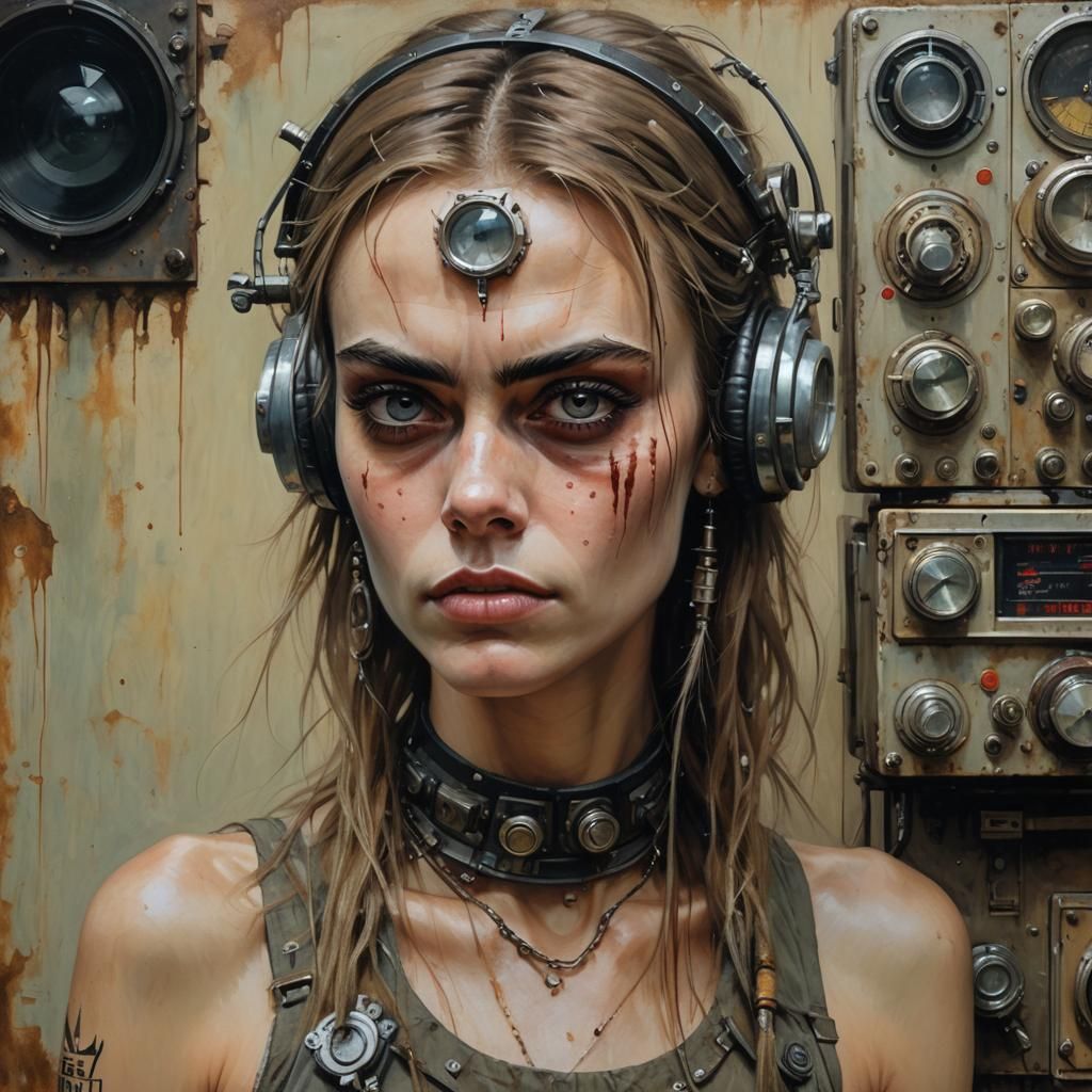 Cybernetic Woman in Post-Apocalyptic Radio Station