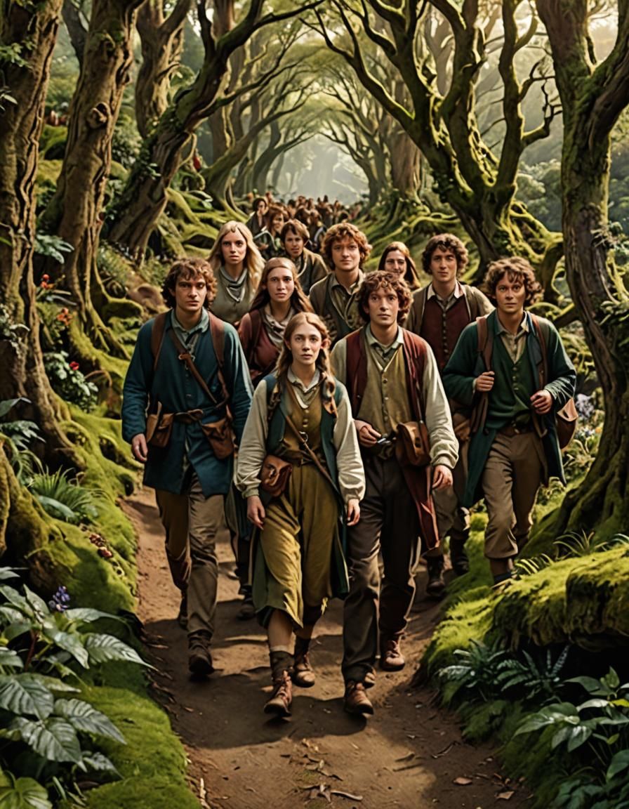 Youthful Fellowship on Enchanted Forest Path