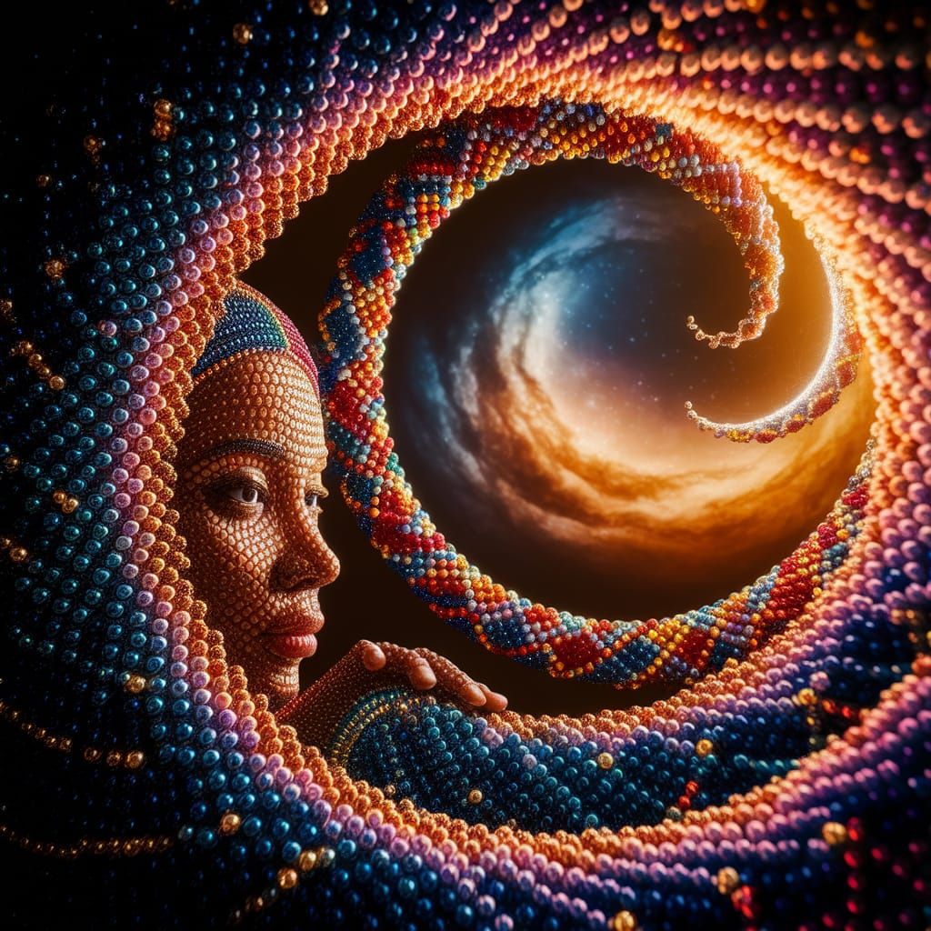 Ethereal Diamond Painting of Woman in Cosmic Light