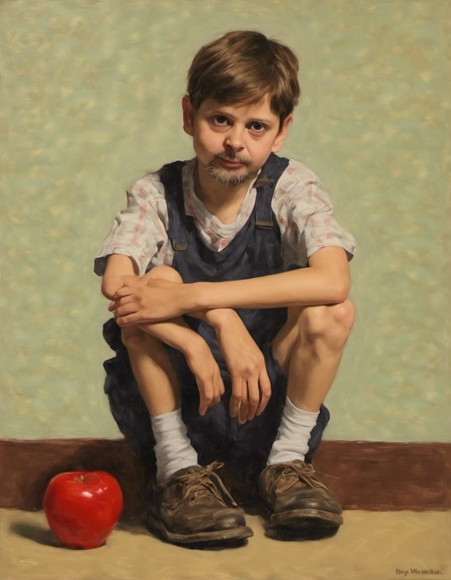 Lovesick Boy in Norman Rockwell Style