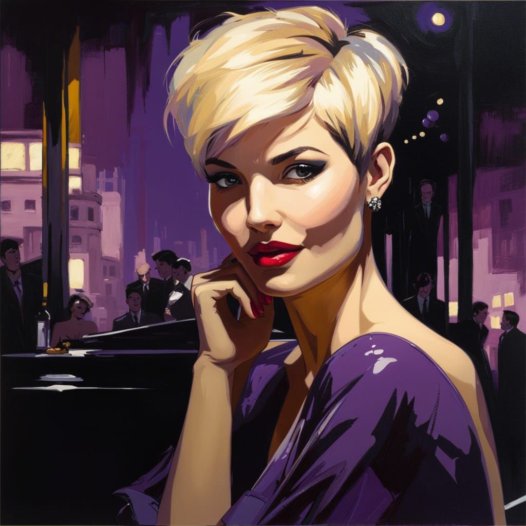 Blonde Woman Portrait in Oil Painting Style