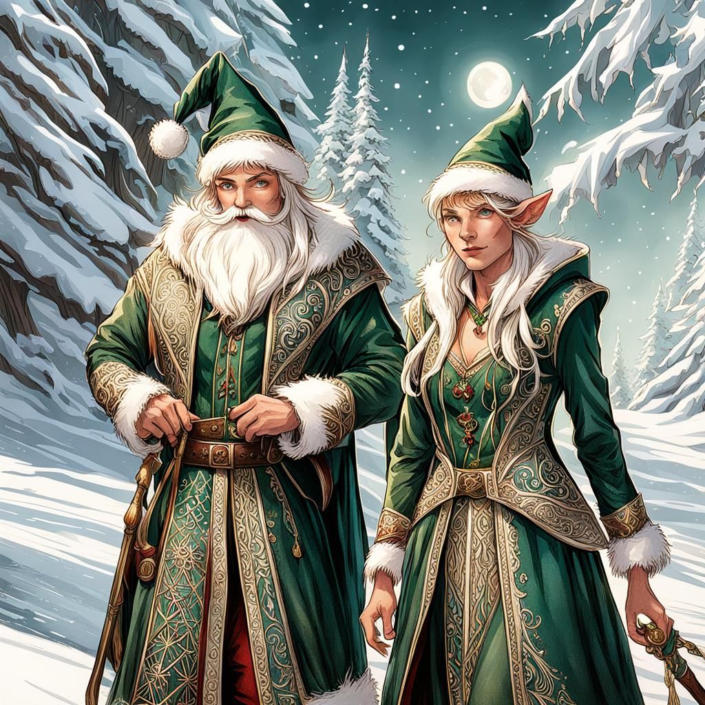 Ornate Elven Outfits Reflecting North Pole Spirit