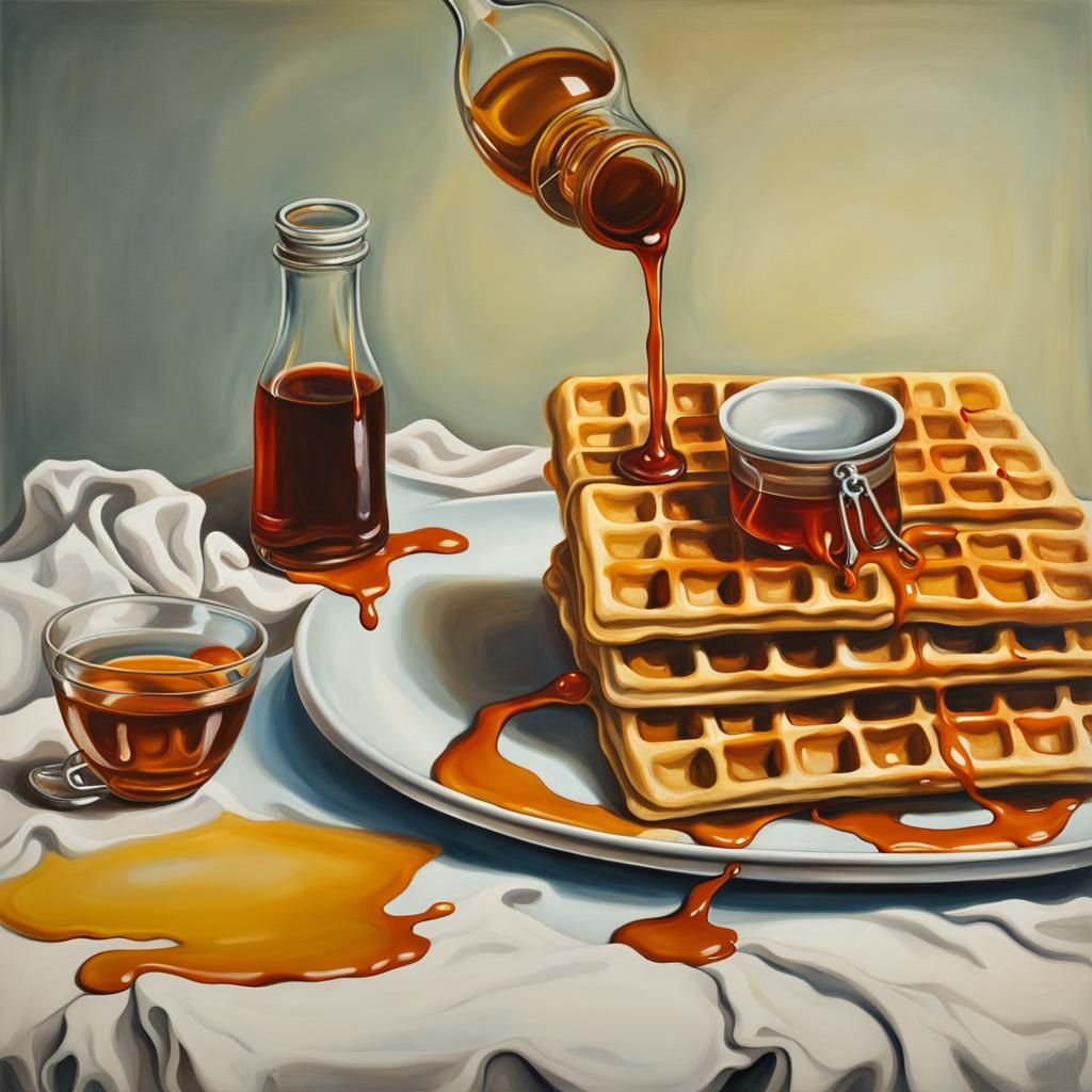 Surreal Waffles with Syrup, Salvador Dali Style