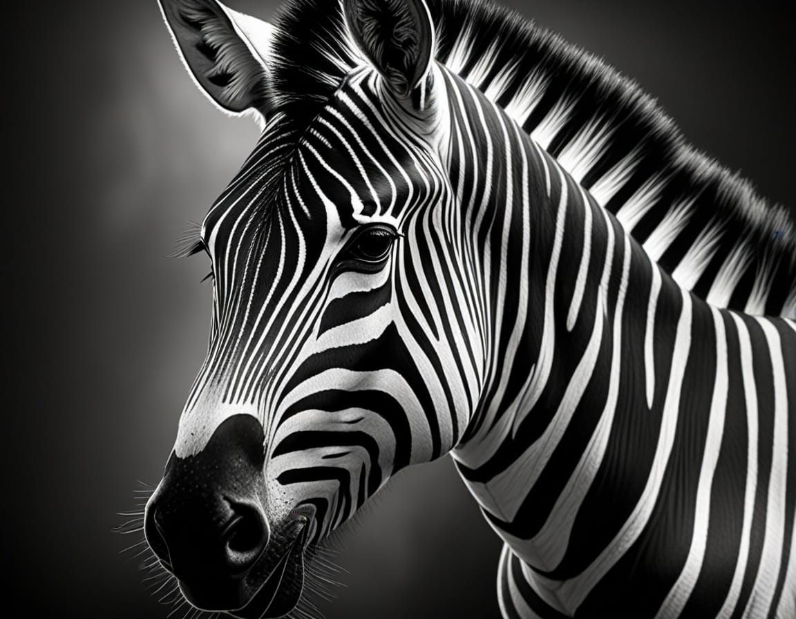 Hyper-Realistic Charcoal Portrait of a Zebra
