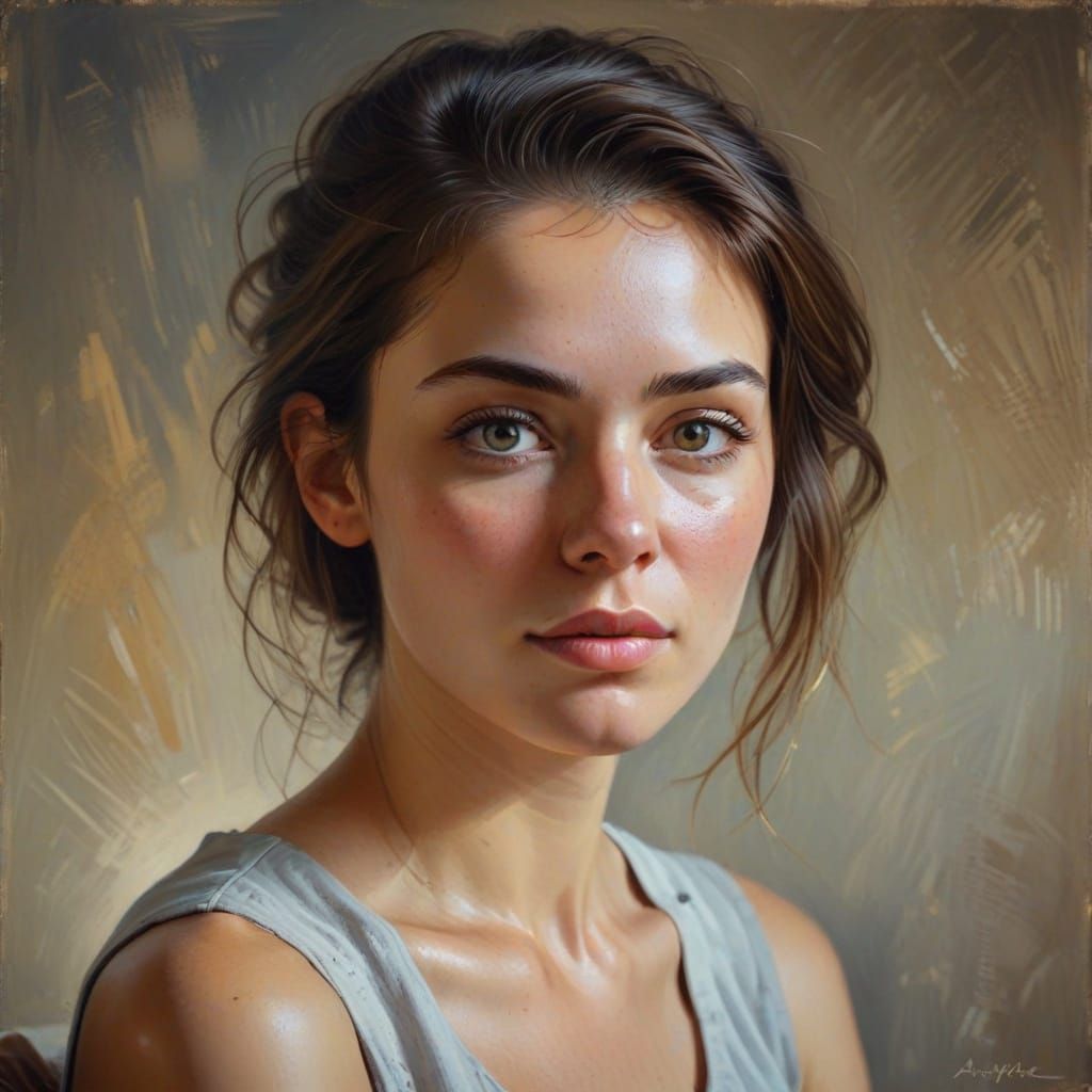 Realistic Portrait of a Young Woman in Oils