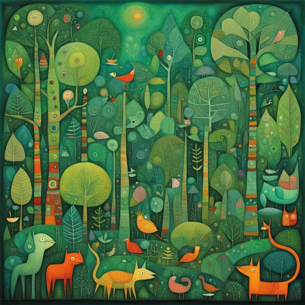 Lush Rainforest Scene in Watercolor Style