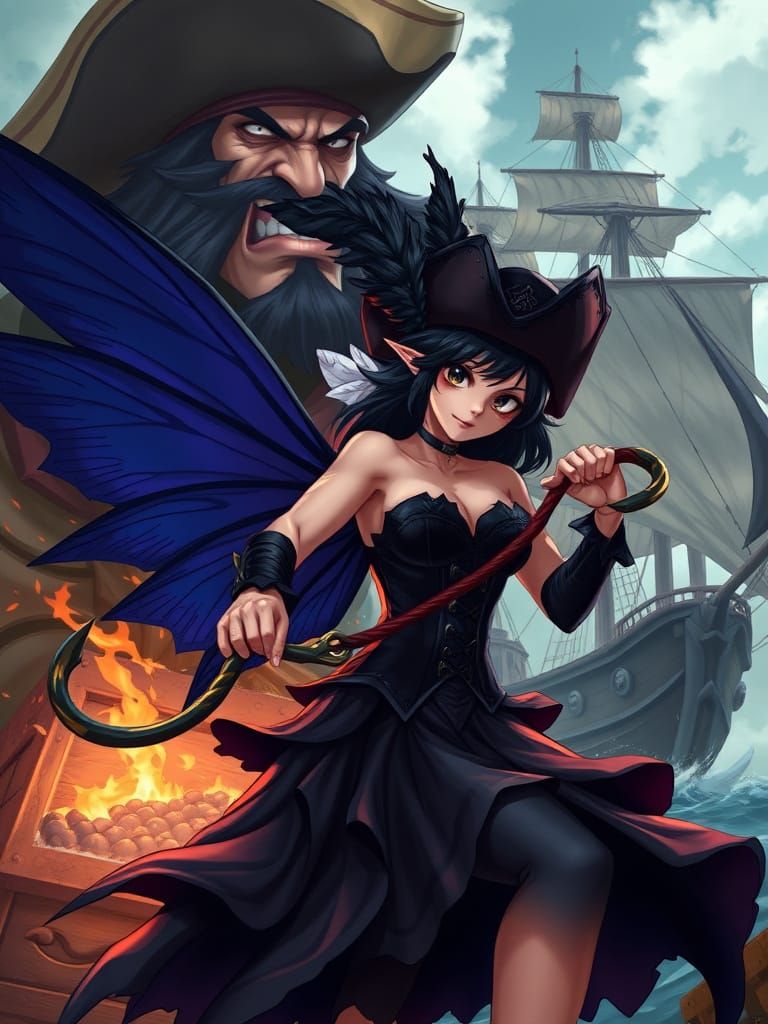 Dark Fairy Plunders Pirate's Treasure in Anime-Inspired Scen...
