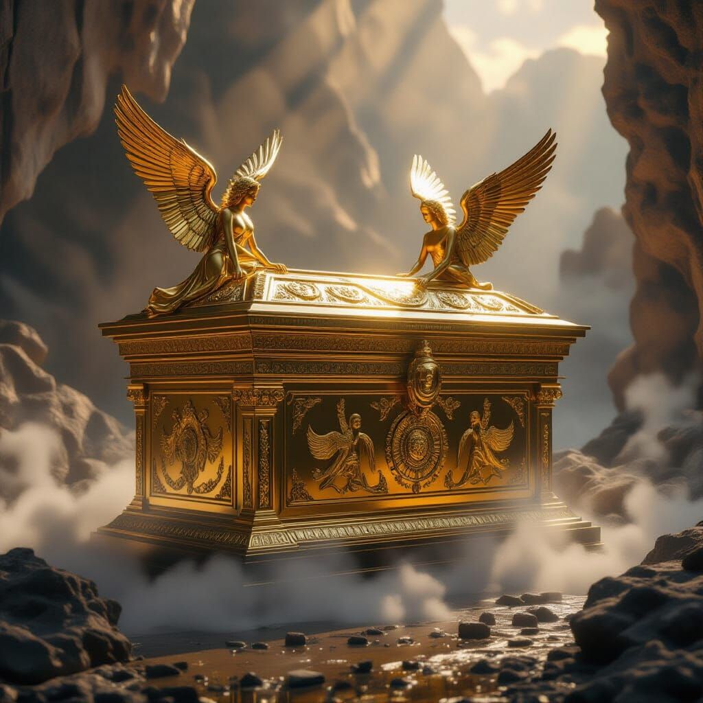 Golden Ark of the Covenant with Angels