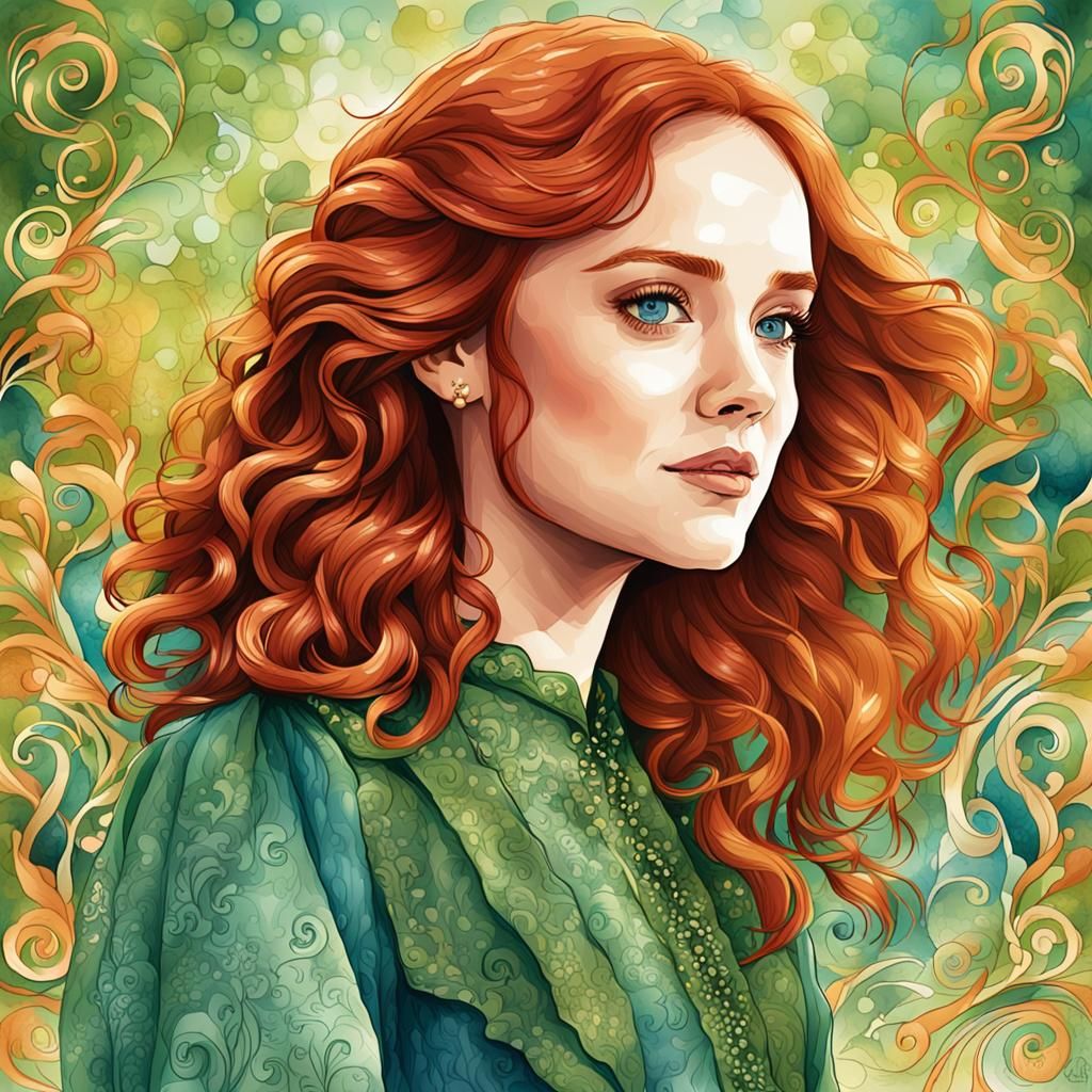 Alicent Hightower Vector Art with Baroque Flourishes