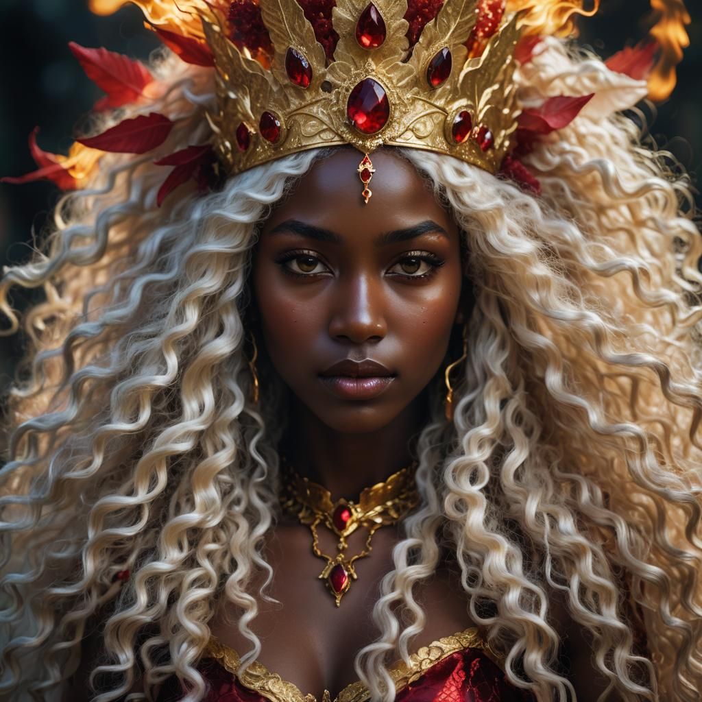 Dark Princess with Golden Headdress in Symbolic Realism