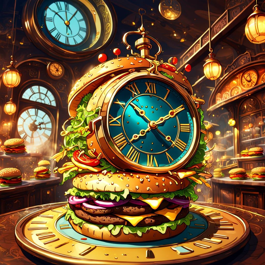 Fantasy Food Clock in Whimsical 3D Illustration