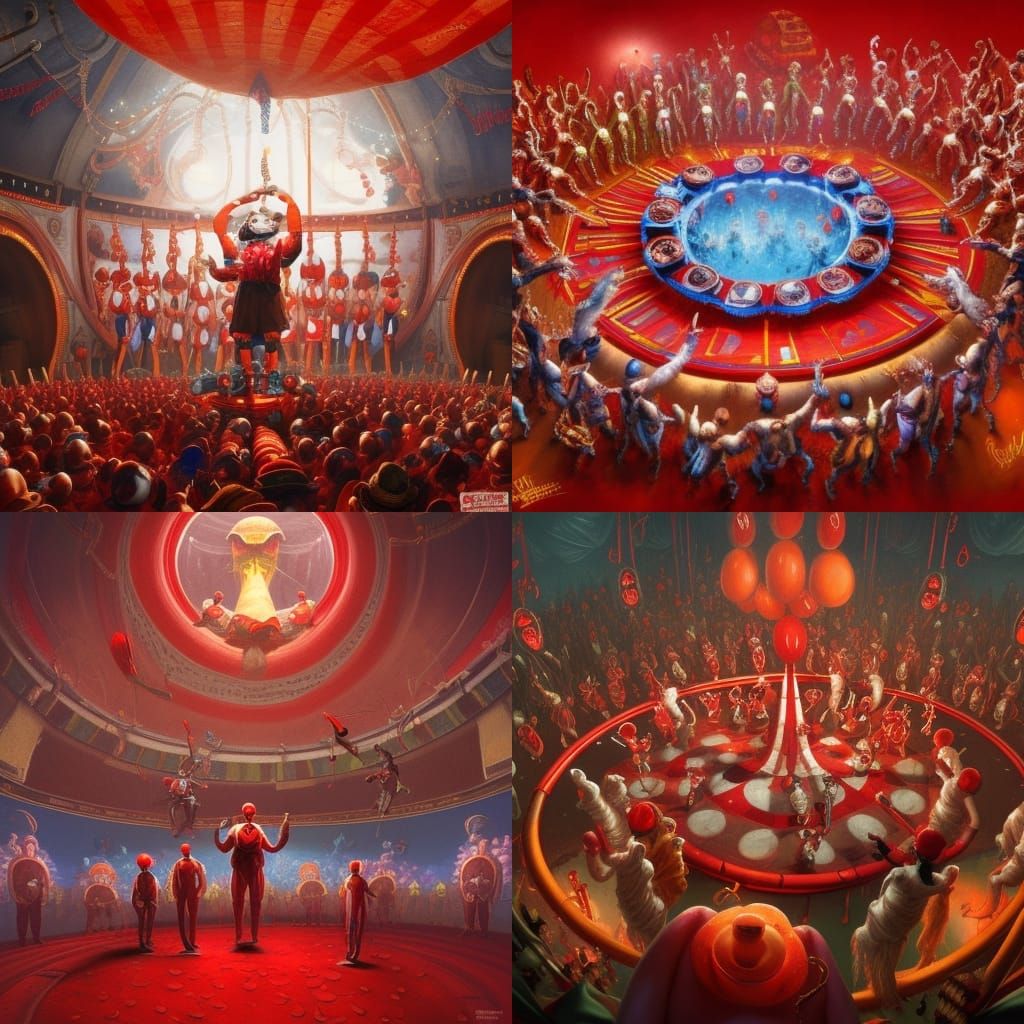 Sinister Clowns in a Fantasy Circus Ring