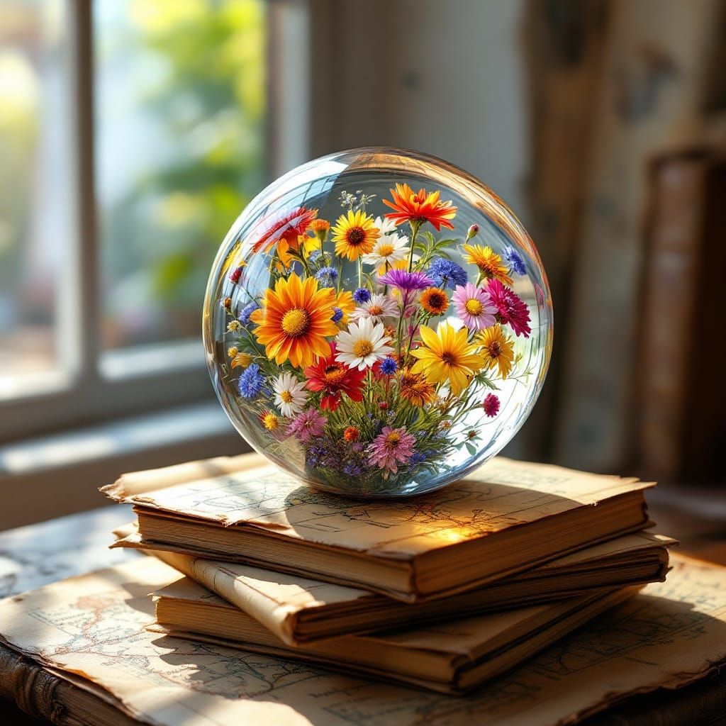 Exquisite Paperweight Display in Warm Golden Light