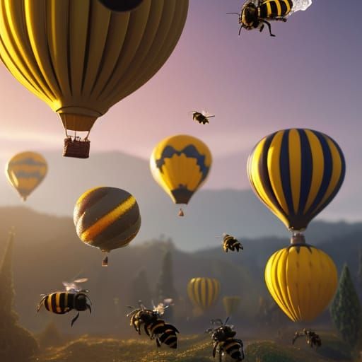 confused bees at a hot air balloon festival