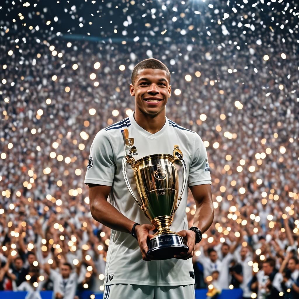 Mbappe Celebrates Champions League Win: Professional Photo