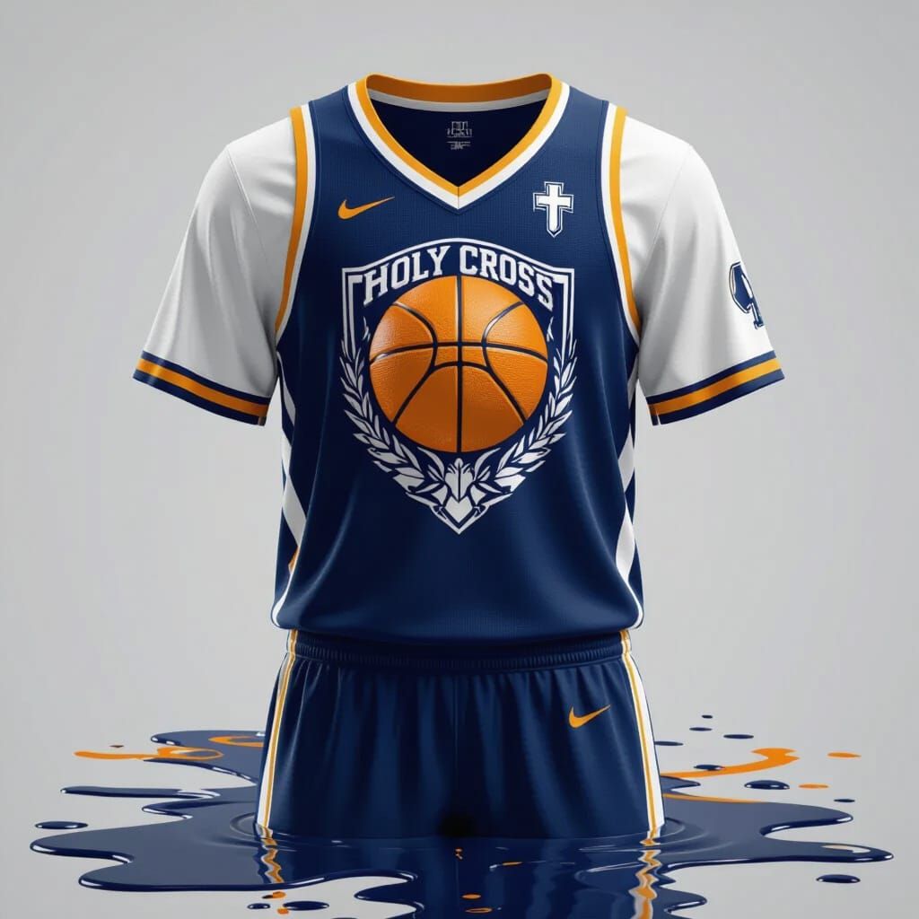 Holy Cross Basketball Jersey in Fantasy Concept Art Style