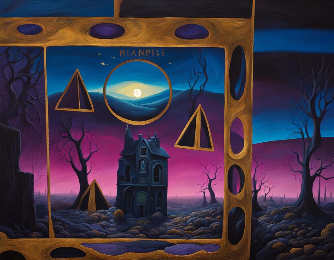 Surreal Landscape with Distorted Trees, Oil on Canvas