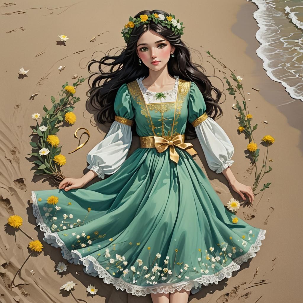 Dandelion Princess on the Beach: Fantasy Art