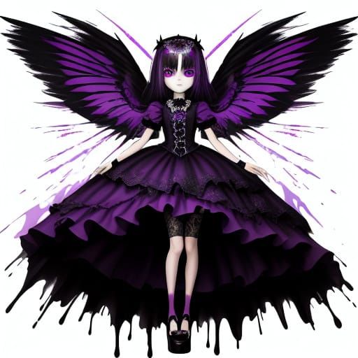 Gothic Horror Core Chibi Angel in Droste Effect