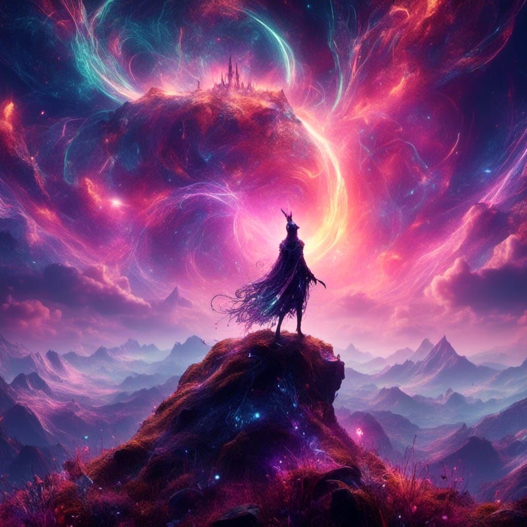 Standing on a high mountain and gazing into Heaven.