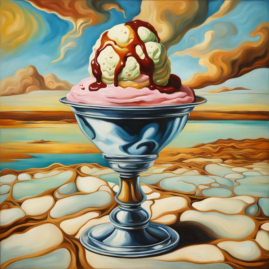 Surreal Plaid Ice Cream in Dali Style