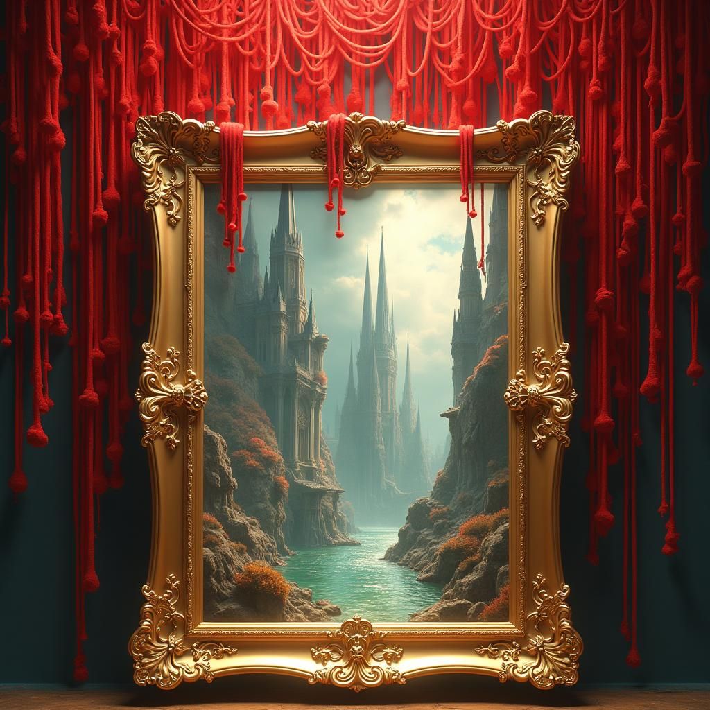 Magical Art Exhibition with Red String Canopy