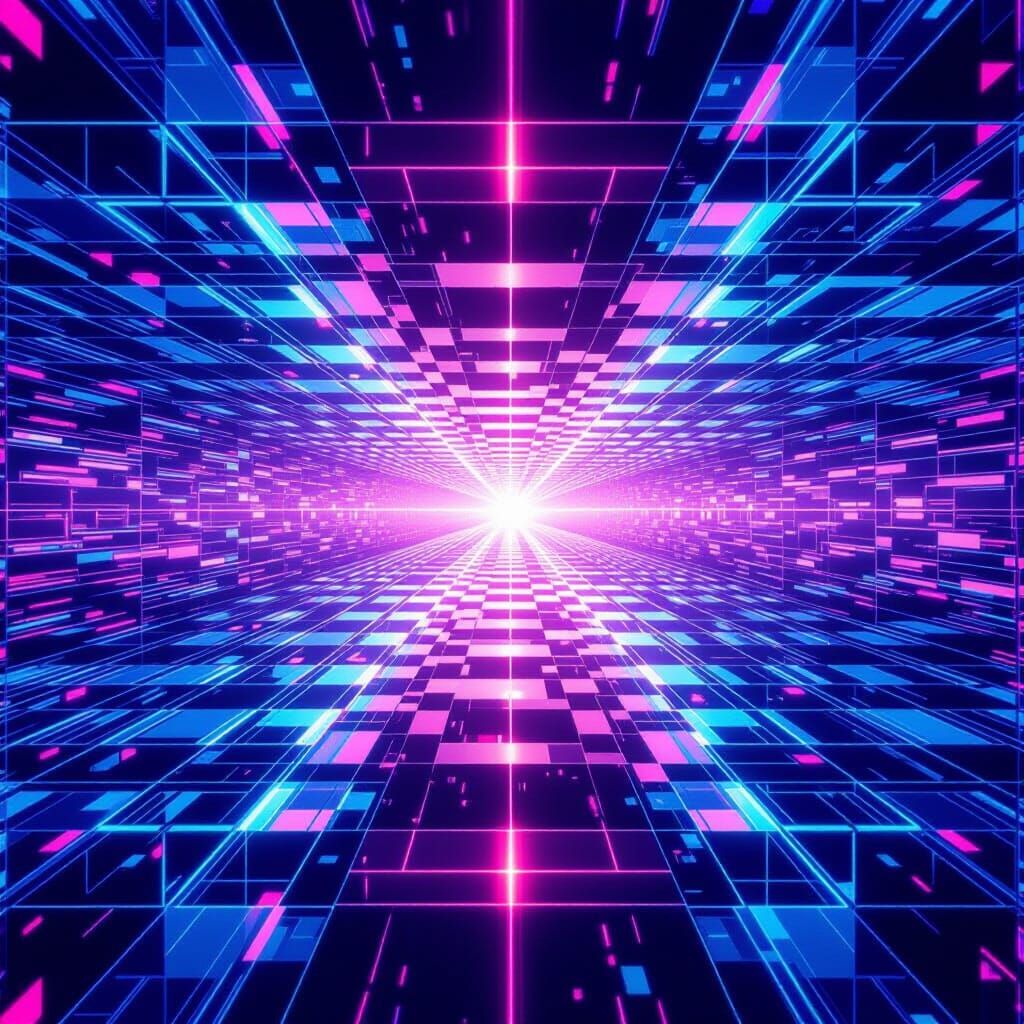 Holographic Grid Mirage with Neon Gradients