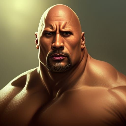 Hyperrealistic Portrait of Fat Dwayne Johnson