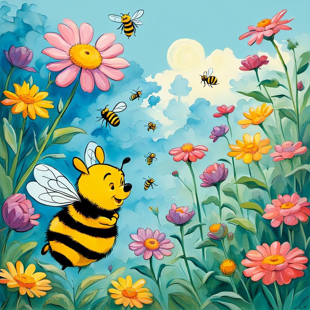 Expressionist Bee and Flower in Pooh's World