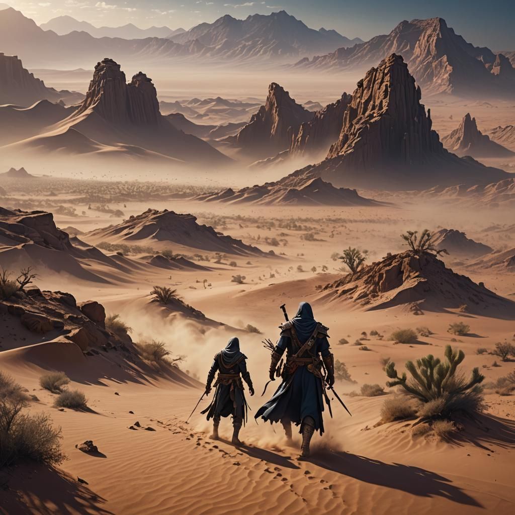 Man Versus Ghost in Desert Fantasy Art