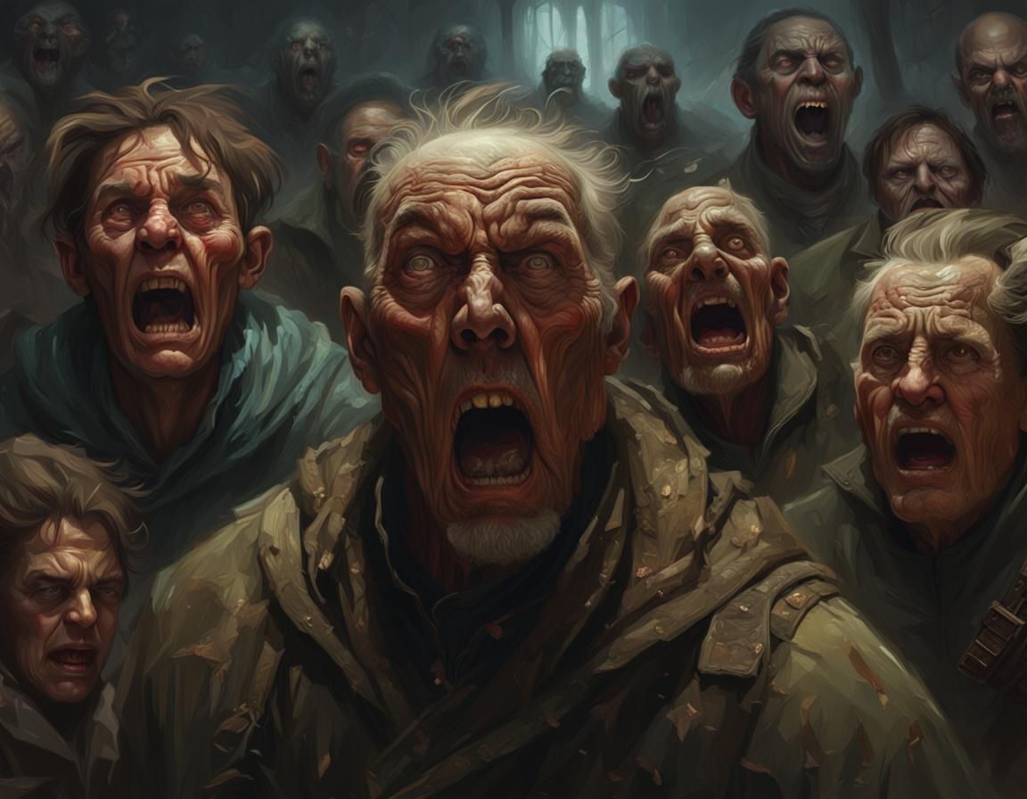 Terrified Human Faces in Hyperrealistic Digital Art