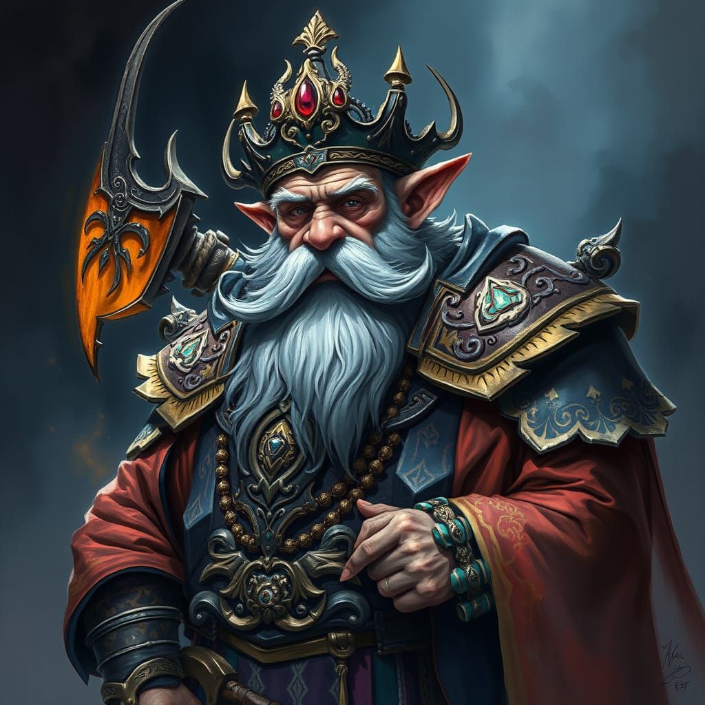 Fantasy Dwarven Noble in Ornate Watercolour Style