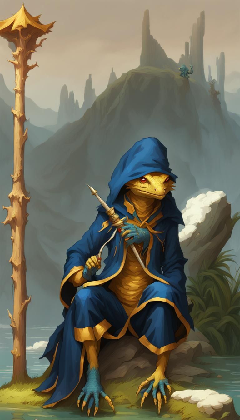 Happy Kobold Mage with Raven Companion