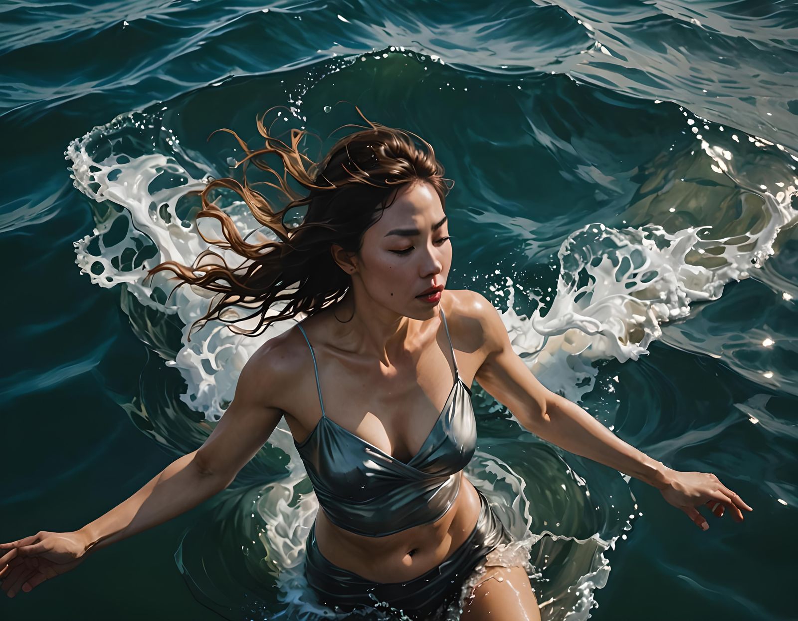 Surreal Underwater Reflection Inspired by Hyperrealism