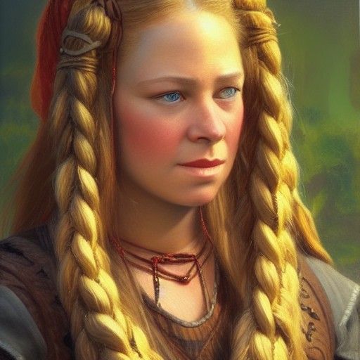 Female Dwarf Cleric Portrait in Oil Painting Style