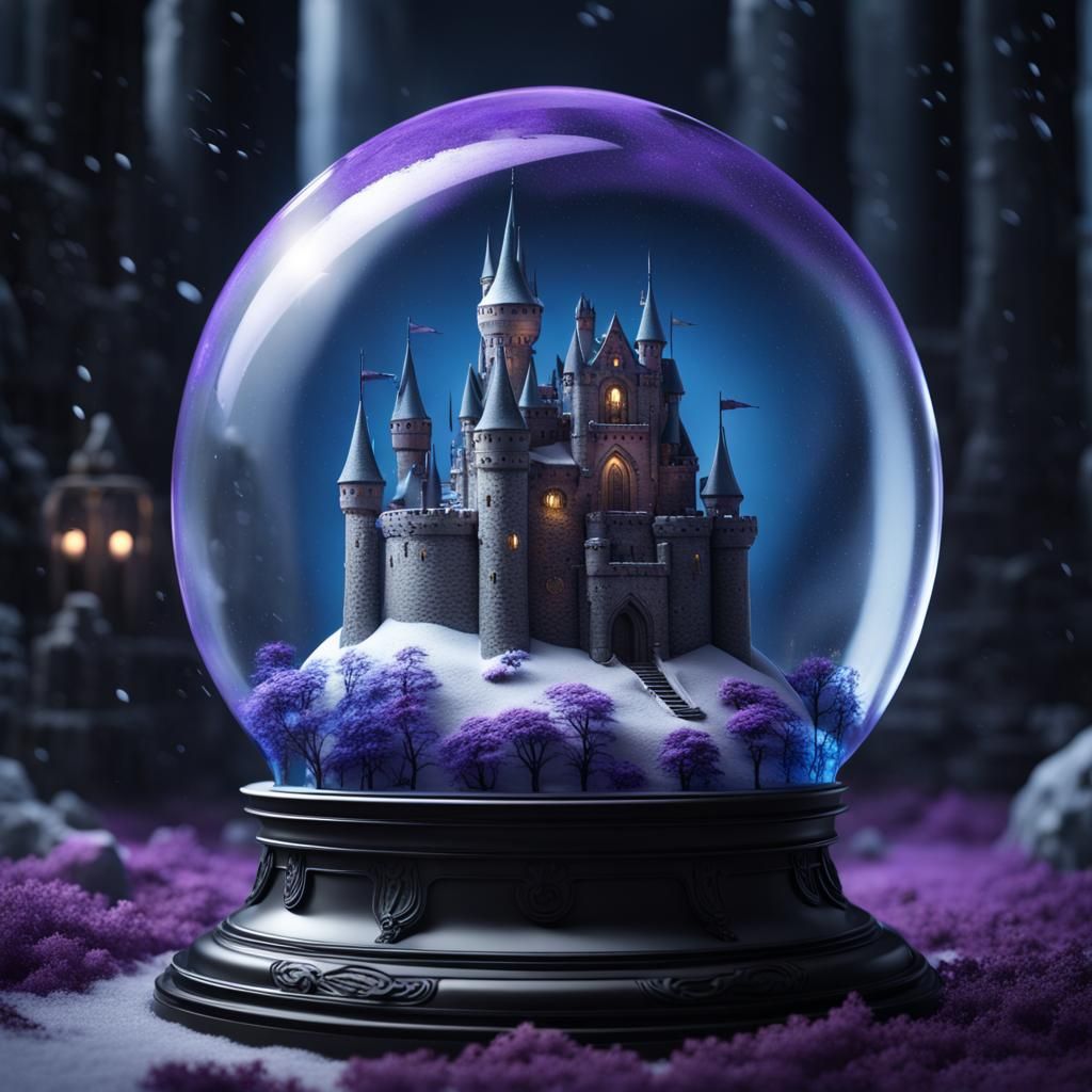 Fantastical Castle in Snow Globe Matte Painting