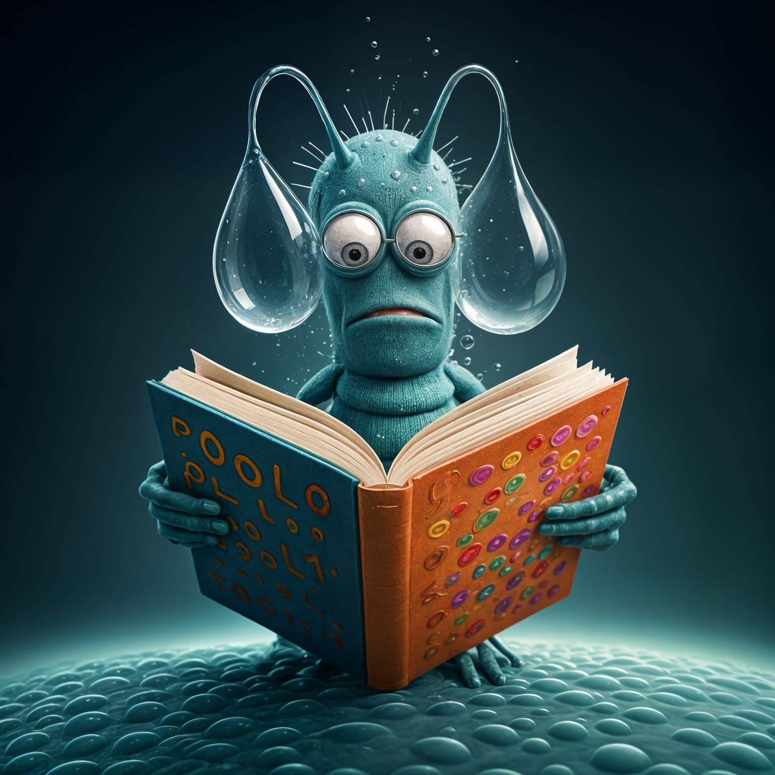 Comical Microbe Reads Upside Down Book