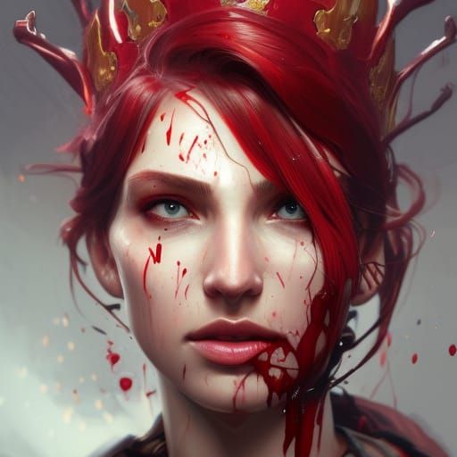 Blood Crown Portrait in Art Nouveau Style