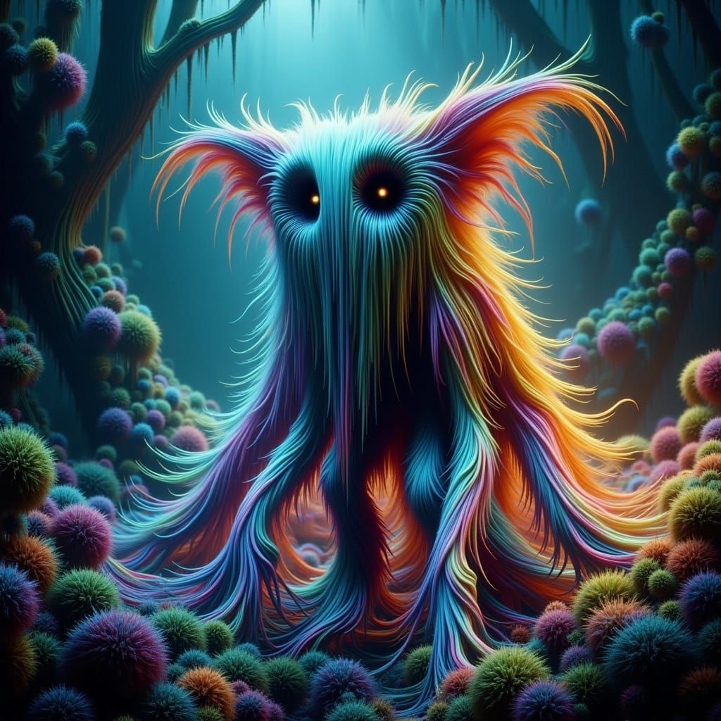 Futuristic Space Alien in Enchanted Forest