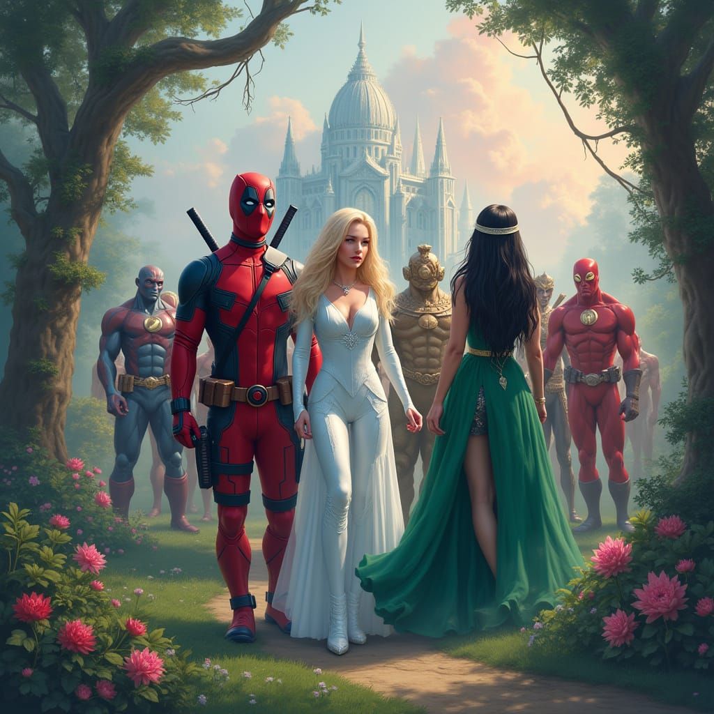 Deadpool, Emma Frost & Princess Adelina with Superheroes in ...