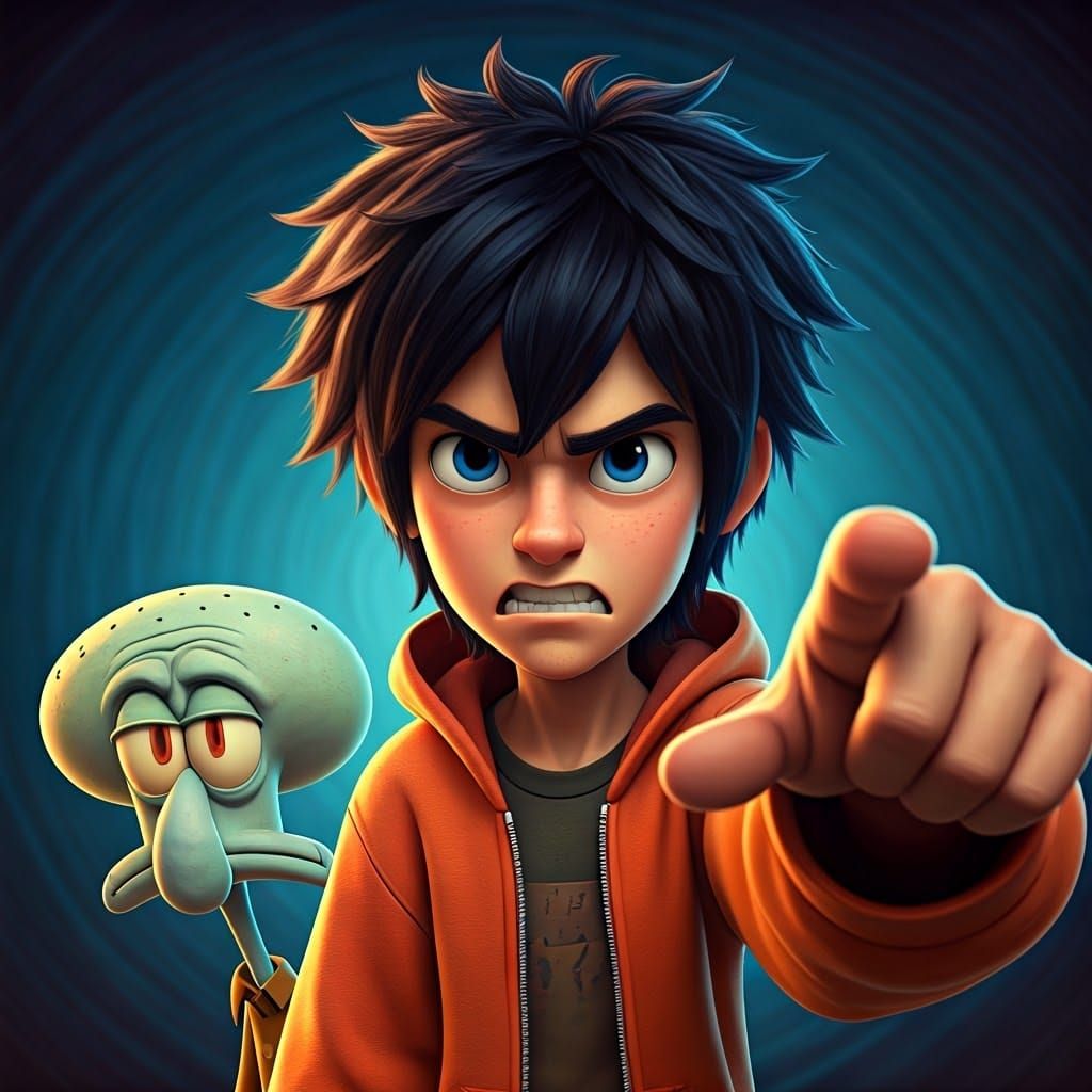Hiro Protects SpongeBob: Pixar-Style 3D Animation