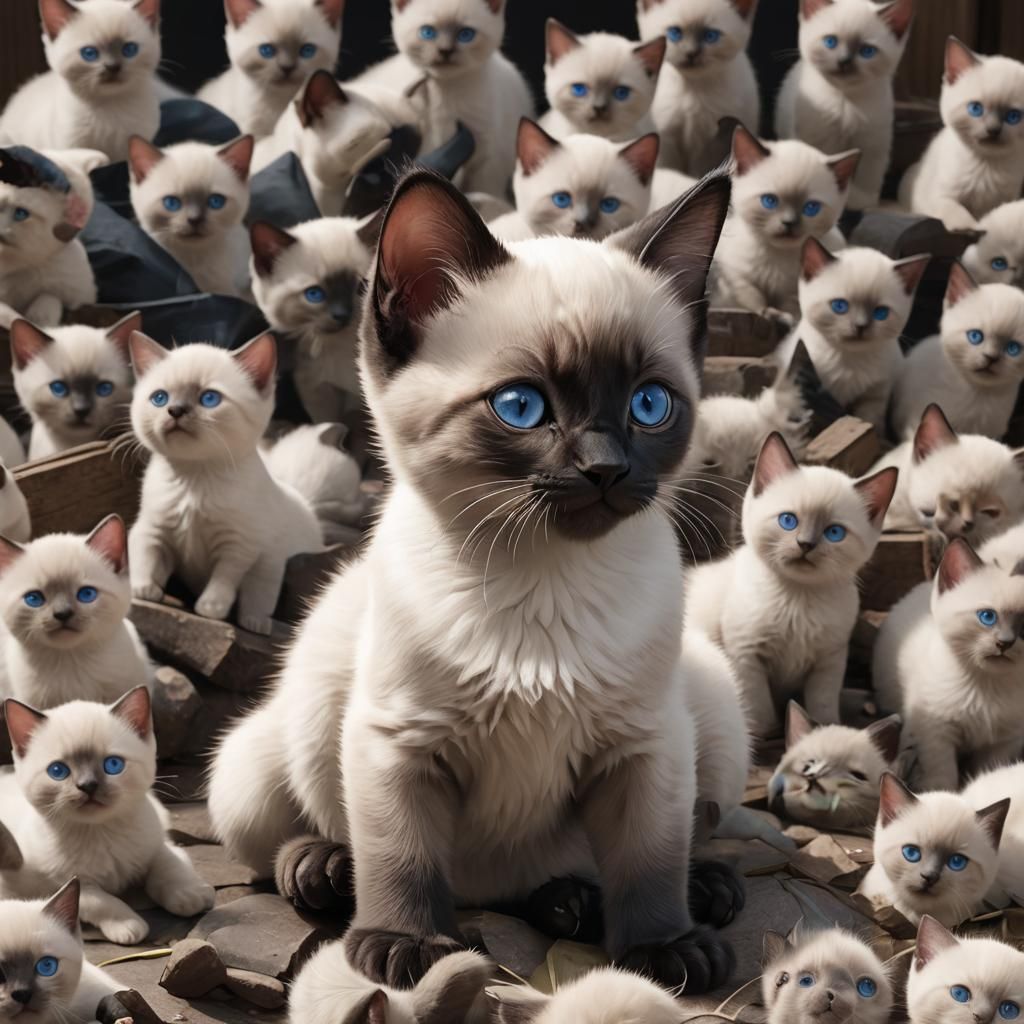 Detailed 3D Anime Art of Siamese Kitten