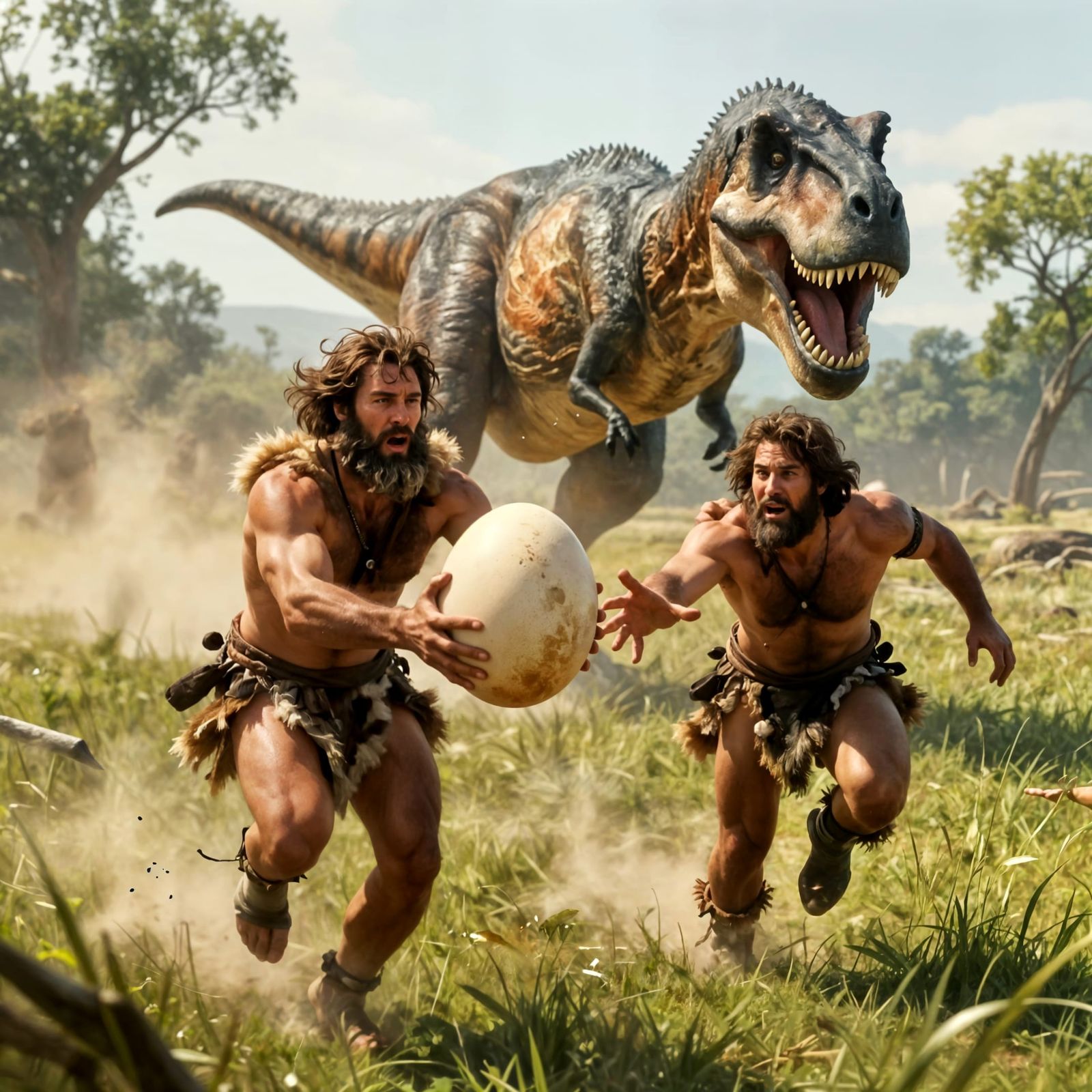 Prehistoric Rugby Pass with T-Rex Chase