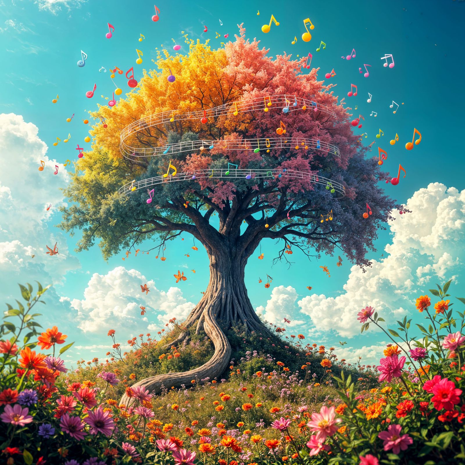 Vibrant Music Tree Blooms in Cinematic Beauty