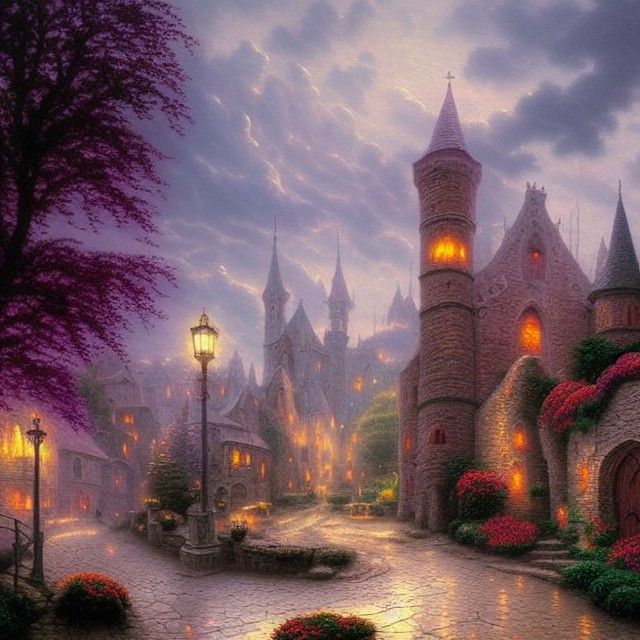 Ethereal Medieval City in a Fantasy Landscape