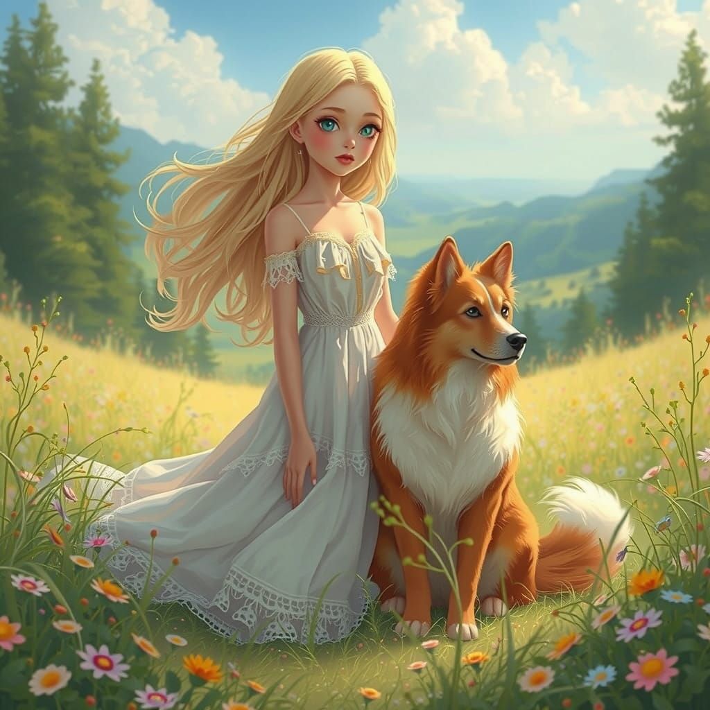 Girl in Dreamlike Enchanted Forest